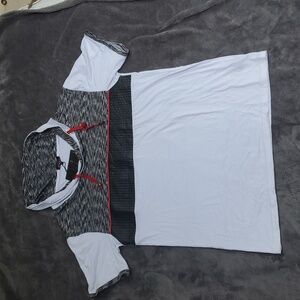 Men's White and Gray Hooded Shirt